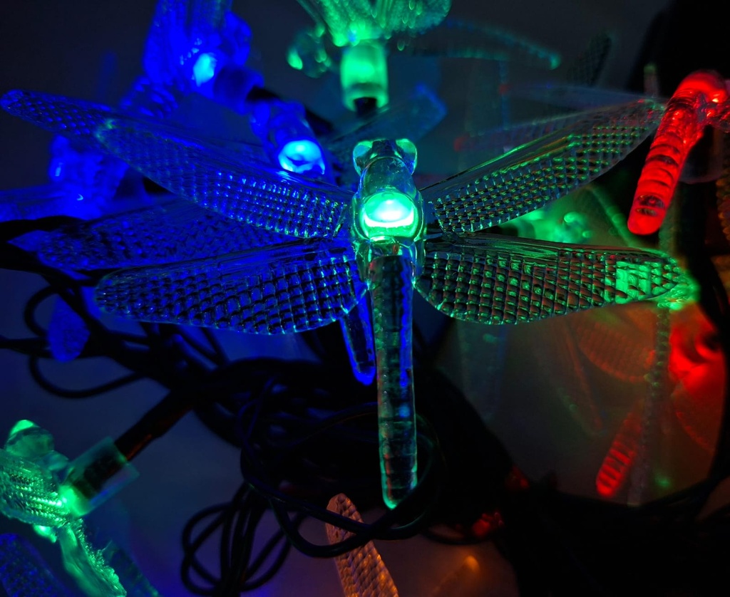 LUCES DE NAVIDAD SOLAR LIBELULA MULTICOLOR 5M-20LEDS