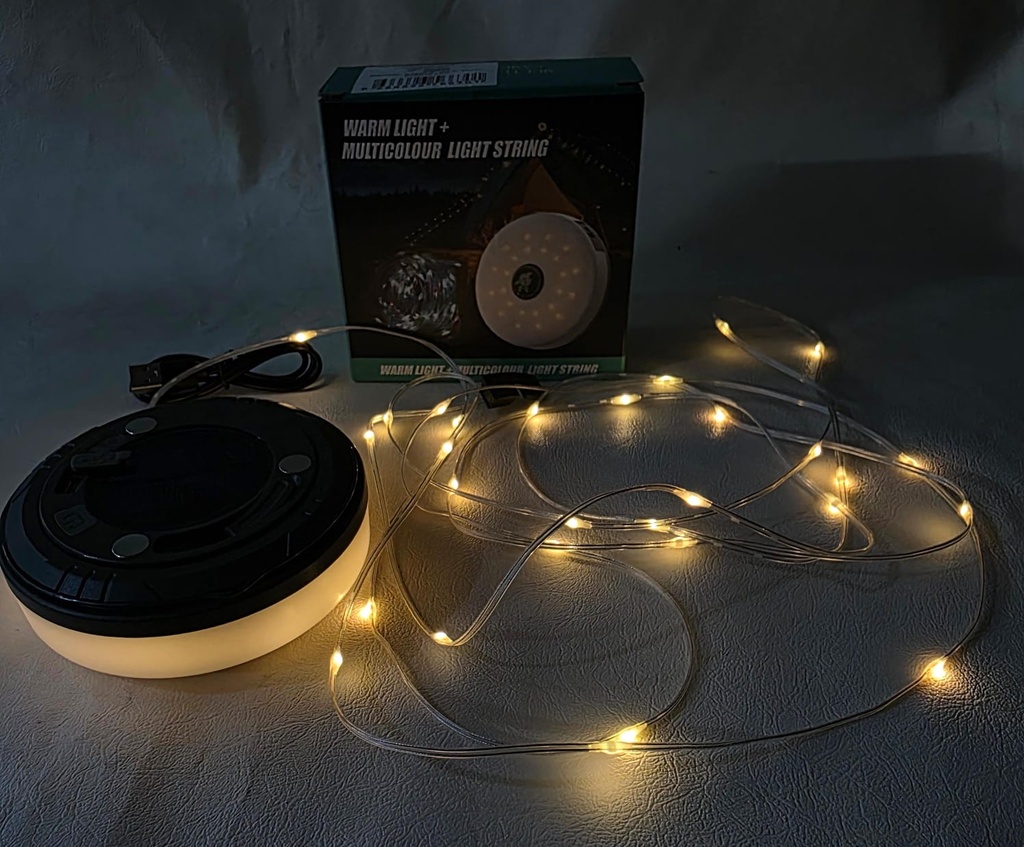 CADENA DE LUCES 9 M Y FOCO SOLAR / RECARGABLE |K663|