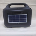 PARLANTE CON MICROFONO SOLAR , POWER BANK , LINTERNA Y FOCO