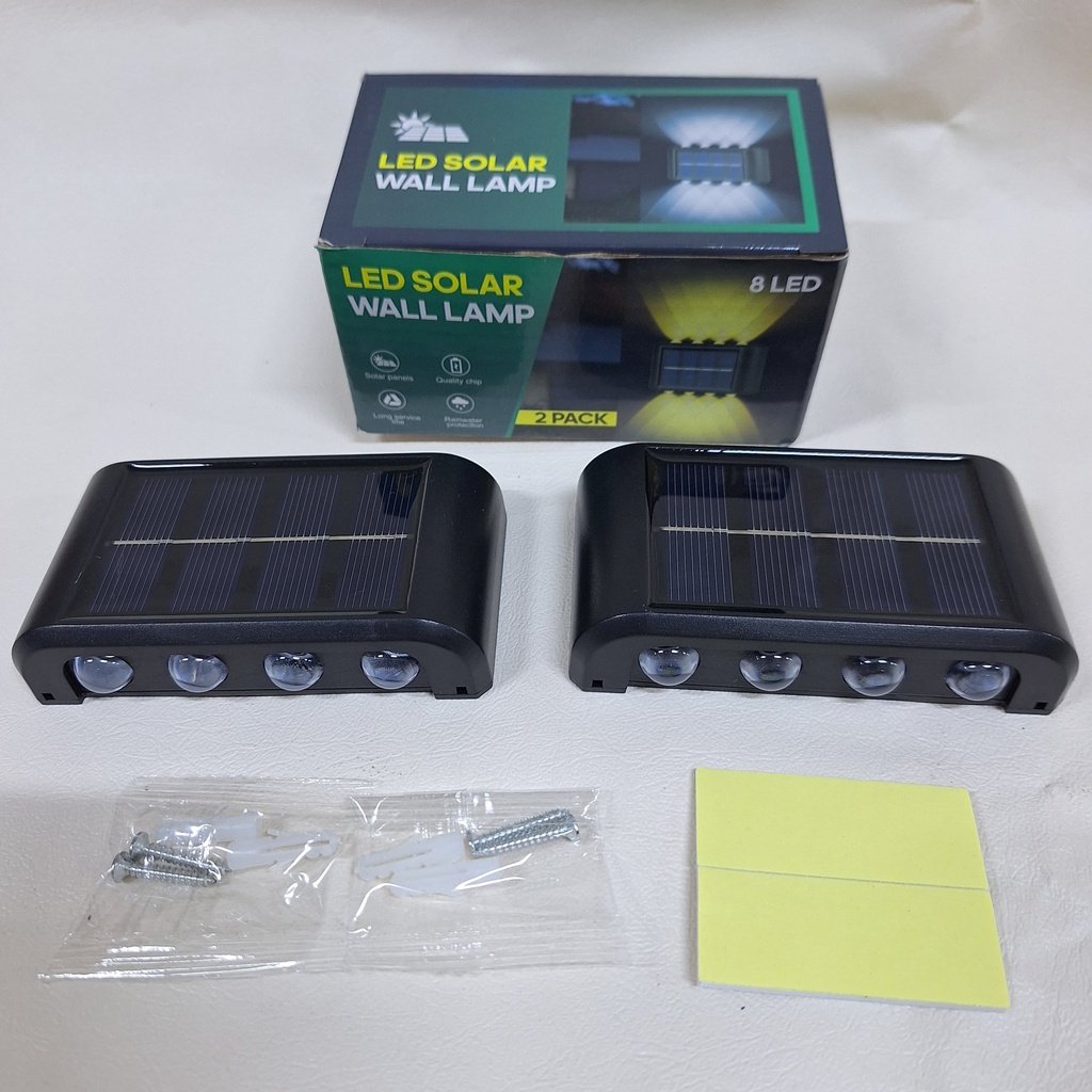 LUZ SOLAR DE PARED 8 LEDs – Pack x2 Unid.