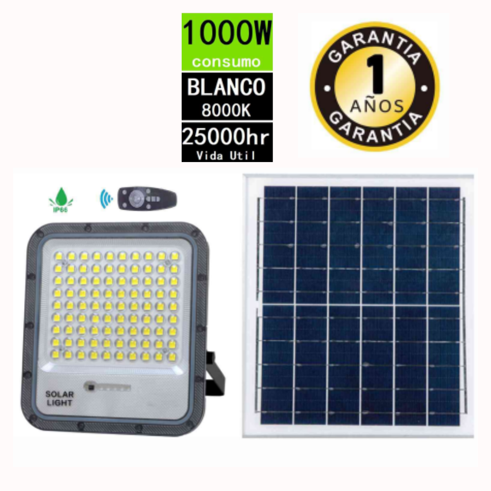 REFLECTOR POLIACRÍLICO 1000W CON PANEL SOLAR |090839-10|