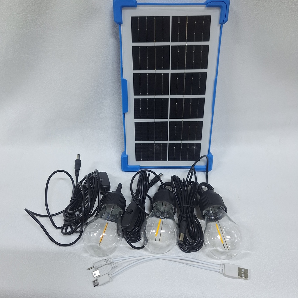 PANEL SOLAR CARGADOR DE CELULAR + 3 FOCOS |8282|