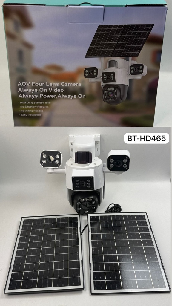 CAMARA SOLAR 4 LENTES DOBLE PANEL CON CHIP |BT-HD465|