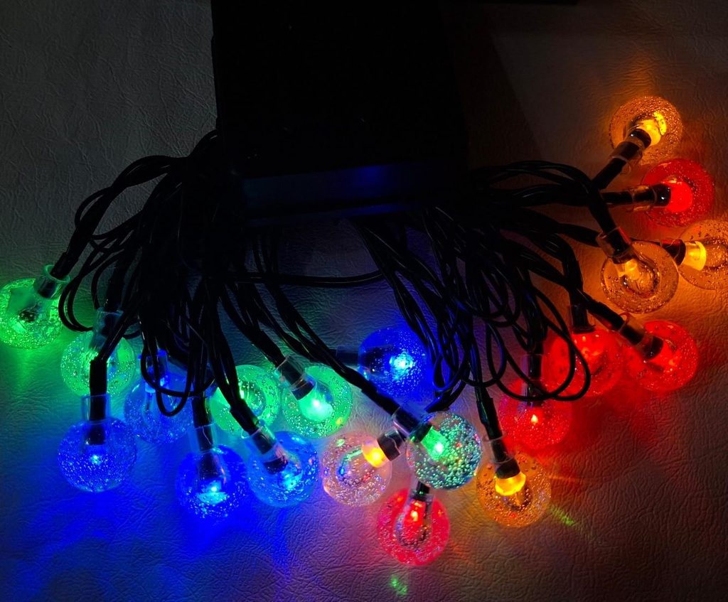 LUCES DE NAVIDAD SOLAR BOLITAS MULTICOLOR 5M-20 LED 